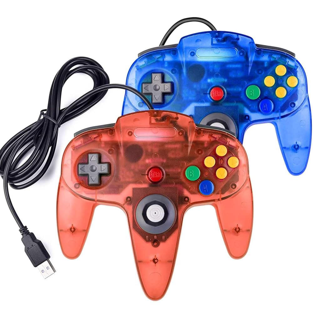 미아도어 2팩 USB 레트로 컨트롤러, N64 게이밍용 PC 클래식 게임 패드 조이패드, Windows MAC 라즈베리 파이용 - 상품 이미지