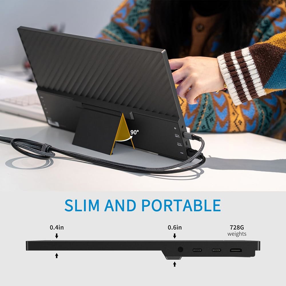 필월드 DH156 15.6인치 휴대용 모니터 1080p FHD USB-C HDMI 컴퓨터 디스플레이 게이밍 듀얼 스피커 플러그 앤 플레이(노트북 PC MAC Phone PS4 Xb - 상세 이미지 2