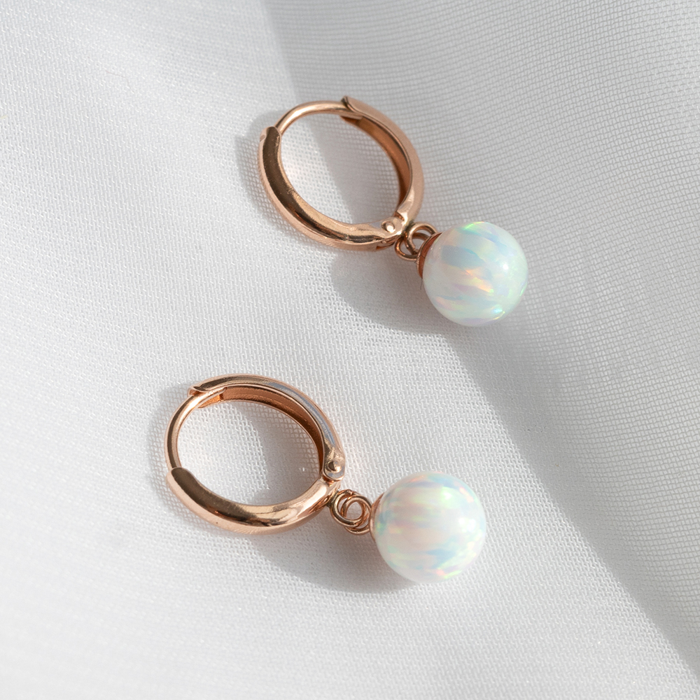 14k 6mm 합성오팔 원터치 귀걸이 OPPE0194 - 상품 이미지