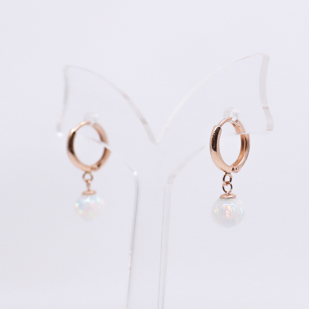 14k 6mm 합성오팔 원터치 귀걸이 OPPE0194 - 상세 이미지 5