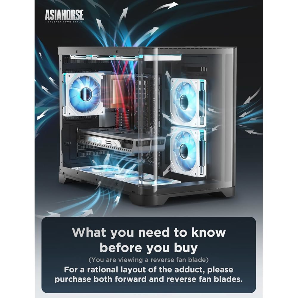 아시아호스 AMICI-5GT RGB PC 팬, 인피니티 미러 ARGB 팬 HDB 베어링 최대 1800RPM(24개의 LED 조명 포함), 리버스 블레이드 호환 마더보드 아우라 SY - 상세 이미지 2