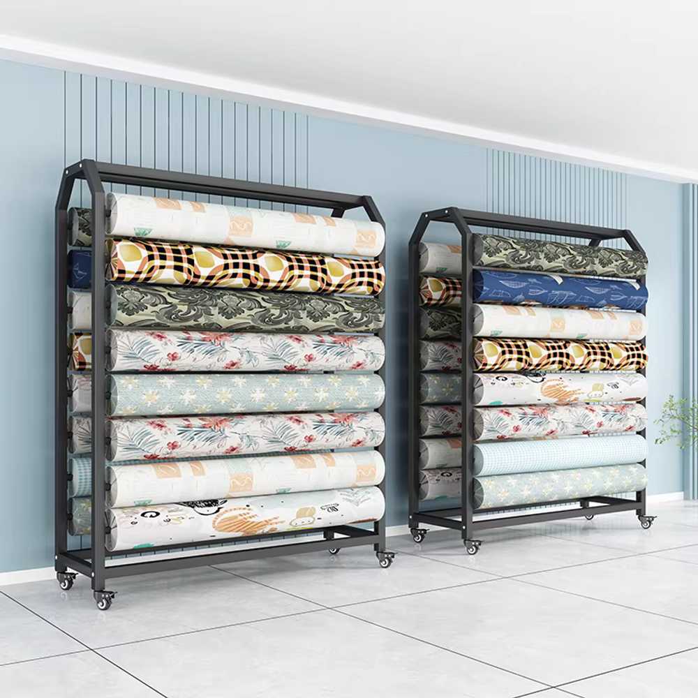 원단 행거 리본 샘플 수납 포장지 길이 스탠드 선반 170x45x200cm 8단 파이프/바퀴 포함 - 상세 이미지 4
