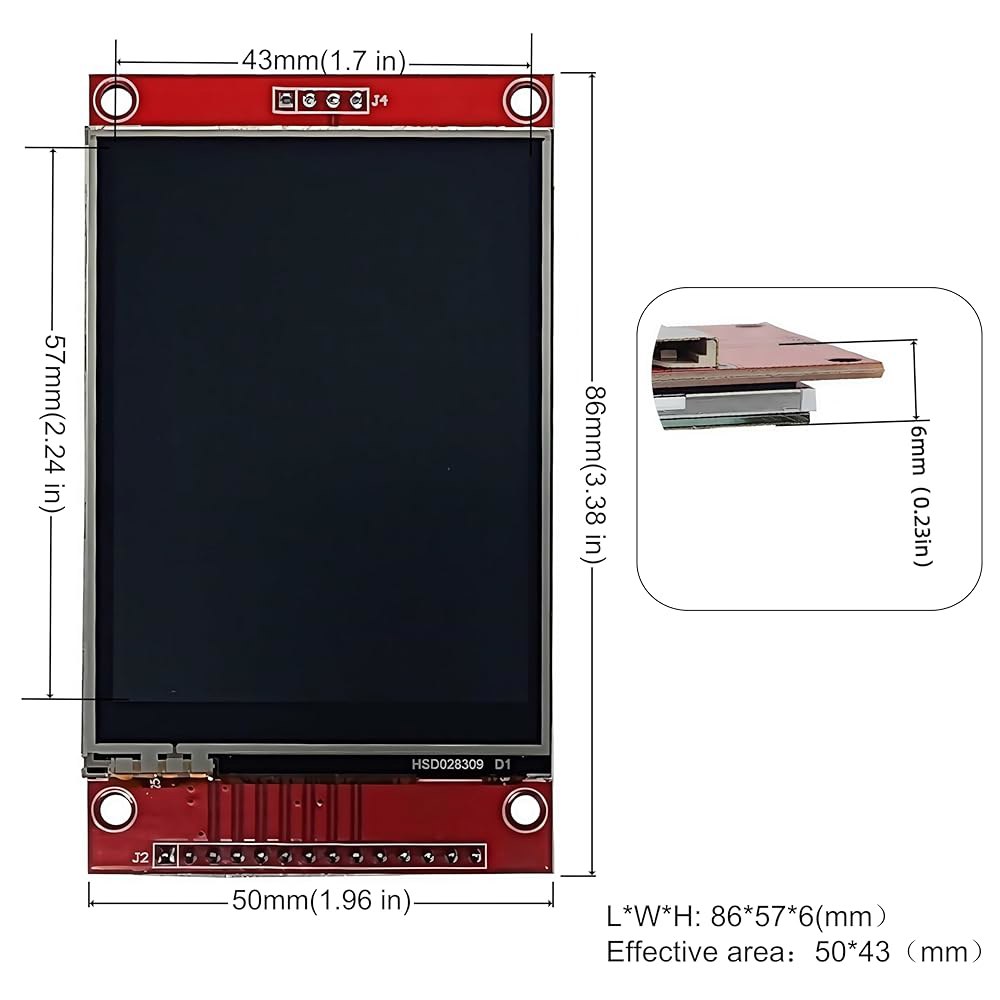 Haldzemo 2.8인치 TFT LCD 모듈 320x240 SPI 직렬 ILI9341 저항성 터치스크린, 아두이노 STM32와 호환 가능 - 상세 이미지 3