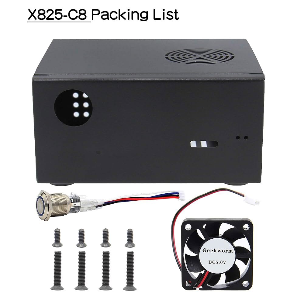 기크웜 X825-C8 (X825 V2.0) 메탈 케이스+파워 스위치+냉각 팬 지원 X825 V2.0 2.5인치 SATA SSD /HDD 쉴드 & 라즈베리 파이 4 모델 B X735 - 상세 이미지 2
