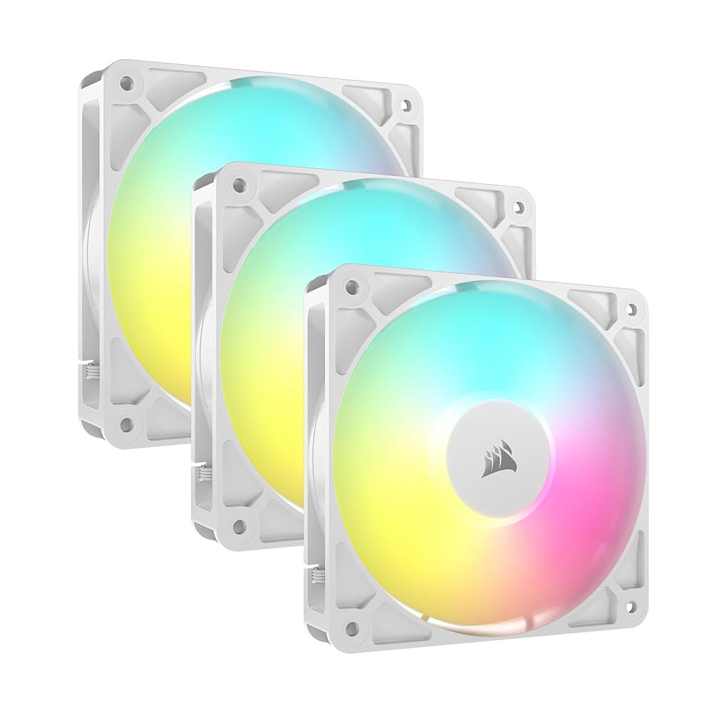 CORSAIR RS120 ARGB 120mm PWM 팬 u2013 데이지 체인 연결 저소음 마그네틱 돔 베어링 트리플 팩 화이트 ARGB Black 1 x 140mm - 상품 이미지