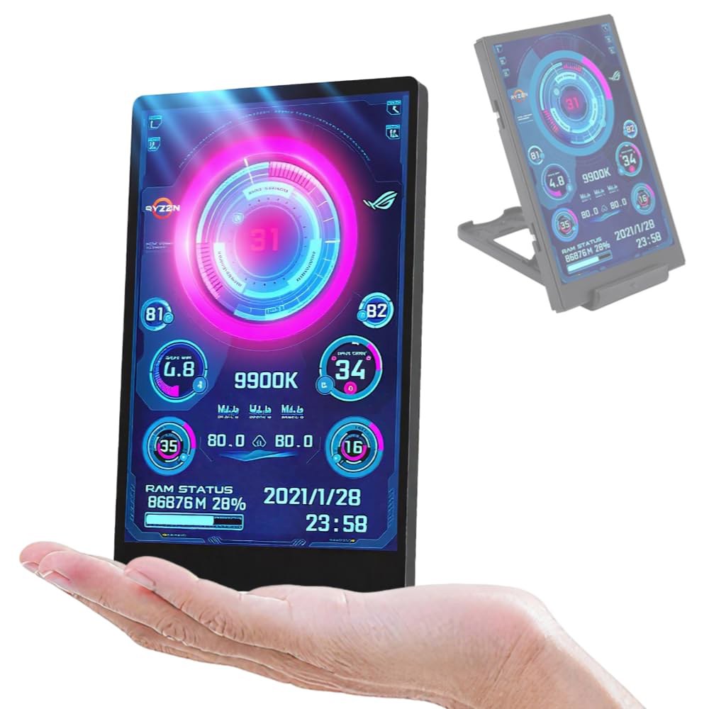 마린쿠스 프로터블 미니 IPS 풀뷰 모니터 디스플레이 화면, 3.5인치 USB-C PC 초박형 7mm 산업용 데이터 표시기, 알루미늄 합금, 360도 회전, - 상품 이미지