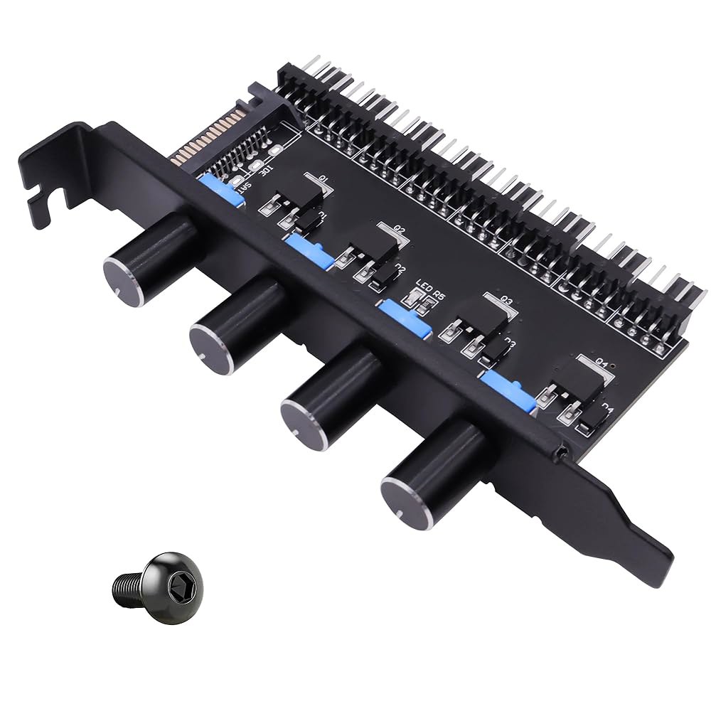 CybNemo 3핀 4핀 PWM 섀시 팬 허브 4 노브 냉각 속도 컨트롤러 8채널 PC 15핀 SATA 전원 CPU HDD PCI 브래킷 시스템용 - 상품 이미지