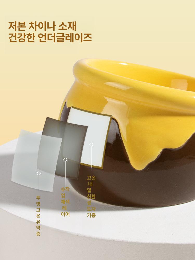 고양이도자기사료그릇 대구경 고양이밥그릇 고양이물그릇 강아지밥그릇 더블 볼 허니캔+스위트콘 높이 조절 목 보호 블랙 베이스 방지 - 상세 이미지 3