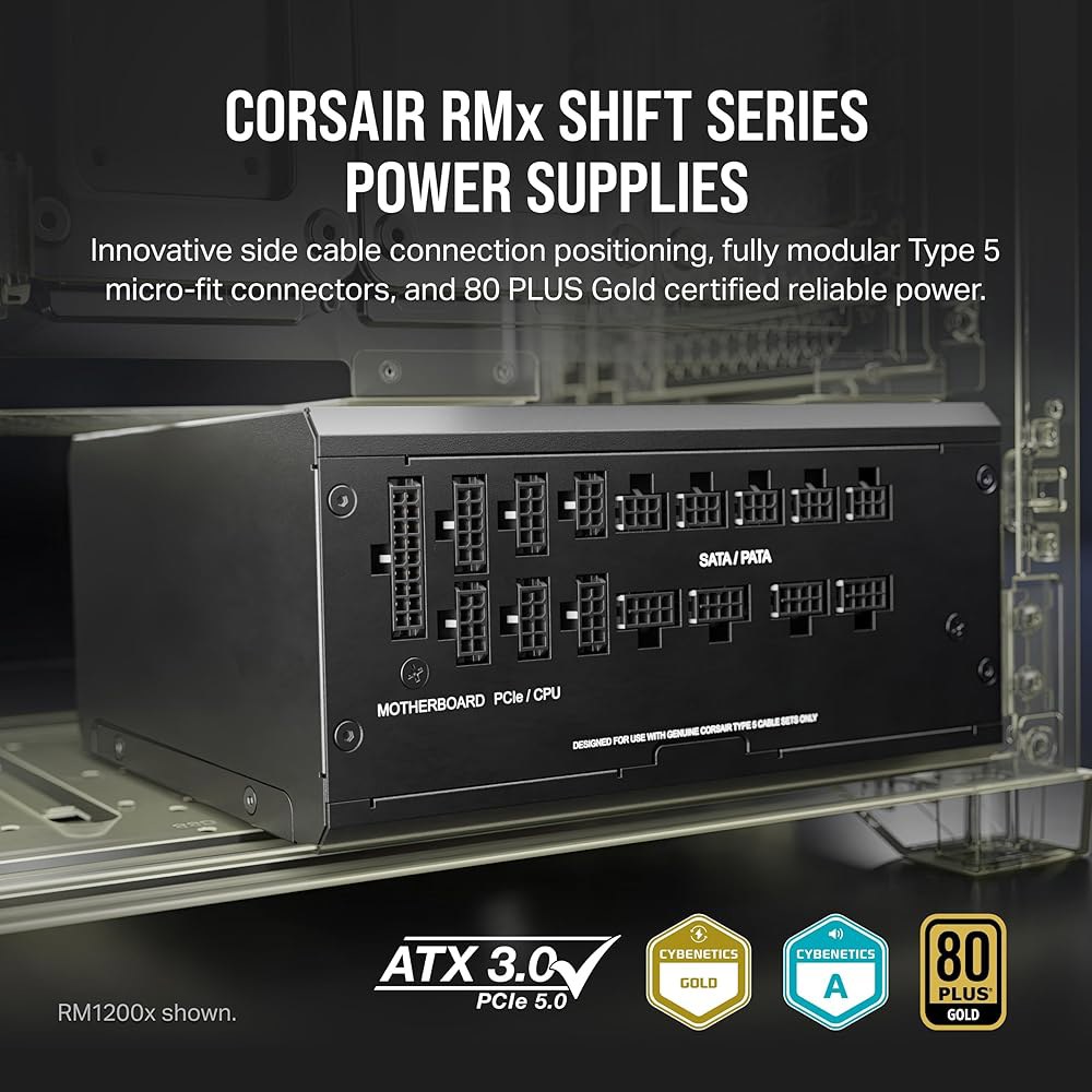 Corsair RM850x 시프트 완전 모듈식 ATX 전원 공급 장치 - 80 플러스 골드 3.1 PCIe 5.1 제로 RPM 사이드 인터페이스 블랙 - 상세 이미지 2