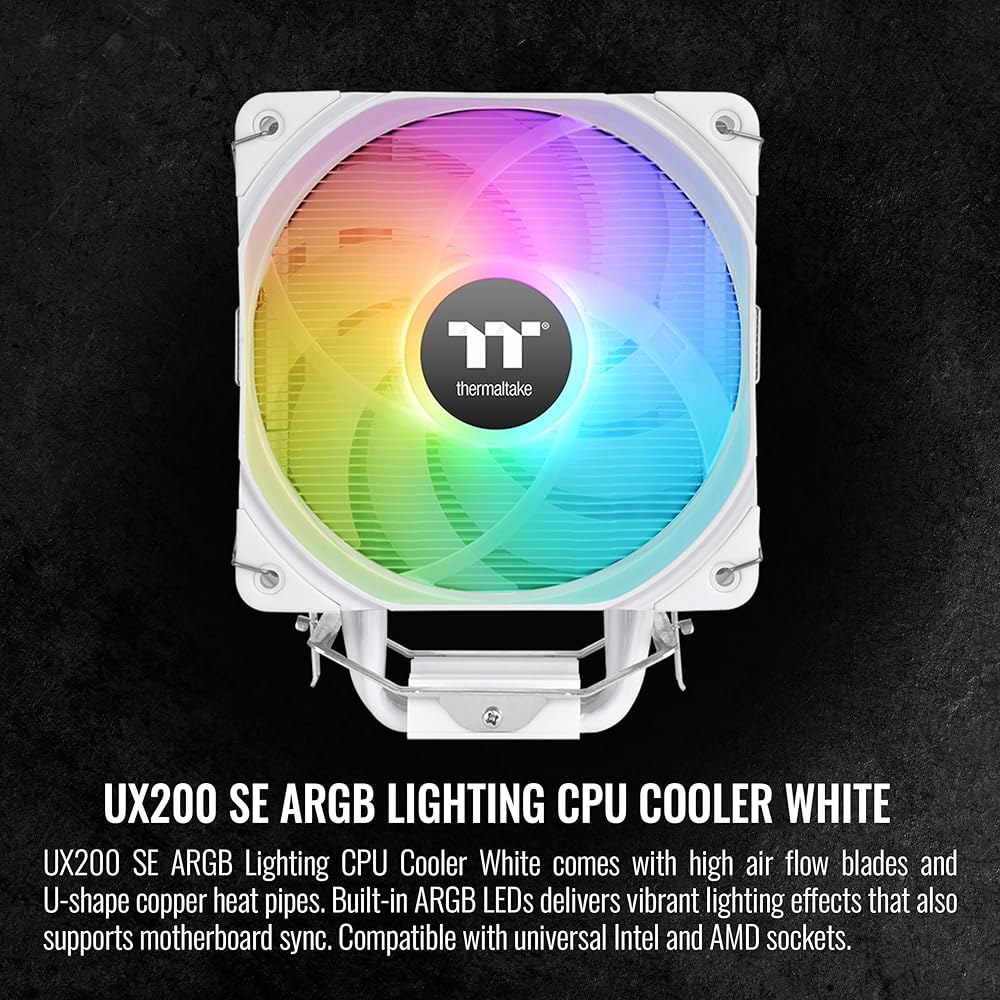 써멀테이크 UX200 SE 화이트 5V 마더보드 ARGB 동기화 1,680만 색상 15 주소 지정 가능 LED 인텔 /AM5 /AMD (LGA 1851 / 1700) 유니버설 소켓 - 상세 이미지 2