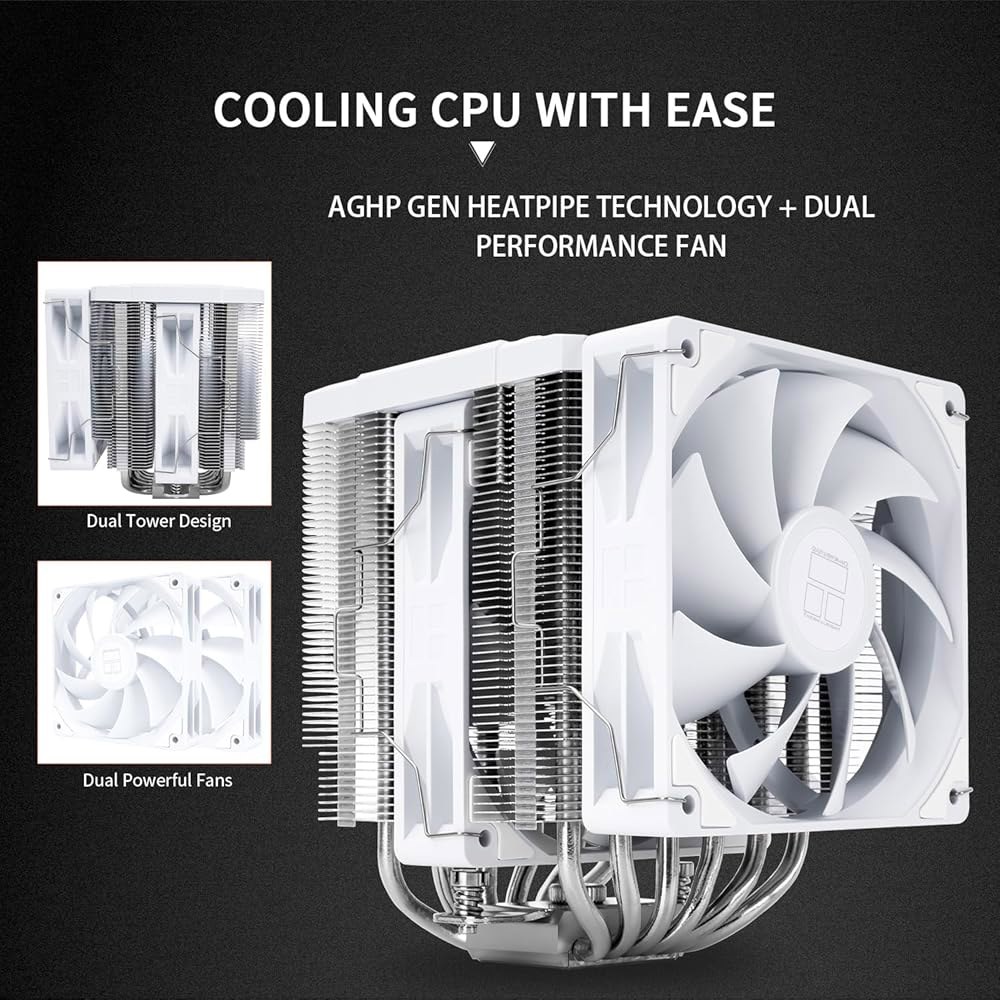 Thermalright 피어리스 어쌔신 120 디지털 화이트 CPU 쿨러 에어, 6X6mm 히트파이프, 마그네틱 디스플레이 보드 상단 커버, 히트싱크 쿨러, AM4 / AM5 및 - 상세 이미지 2