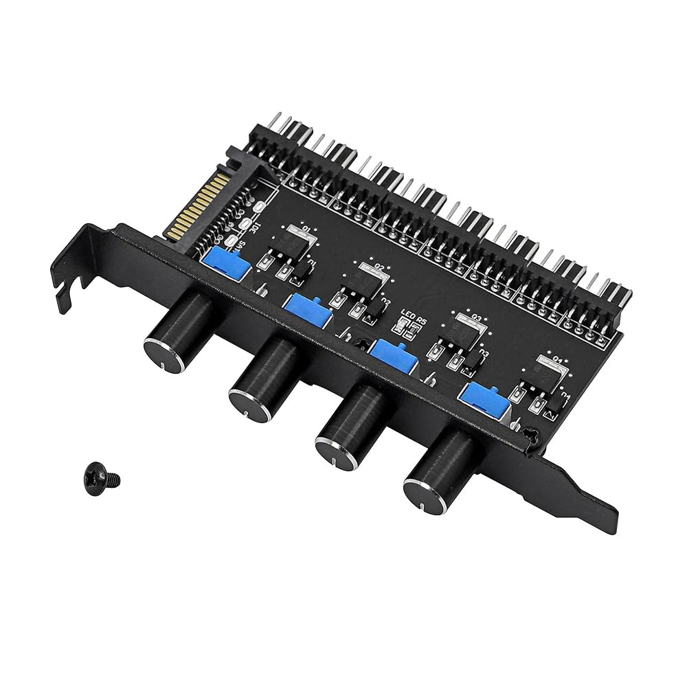 SinLoon 4 노브 냉각 팬 속도 조절기 PC 8채널 허브 CPU 케이스 HDD VGA PWM PCI 브래킷 12V 제어 - SATA 전원 공급 장치(SATA 노브) - 상품 이미지