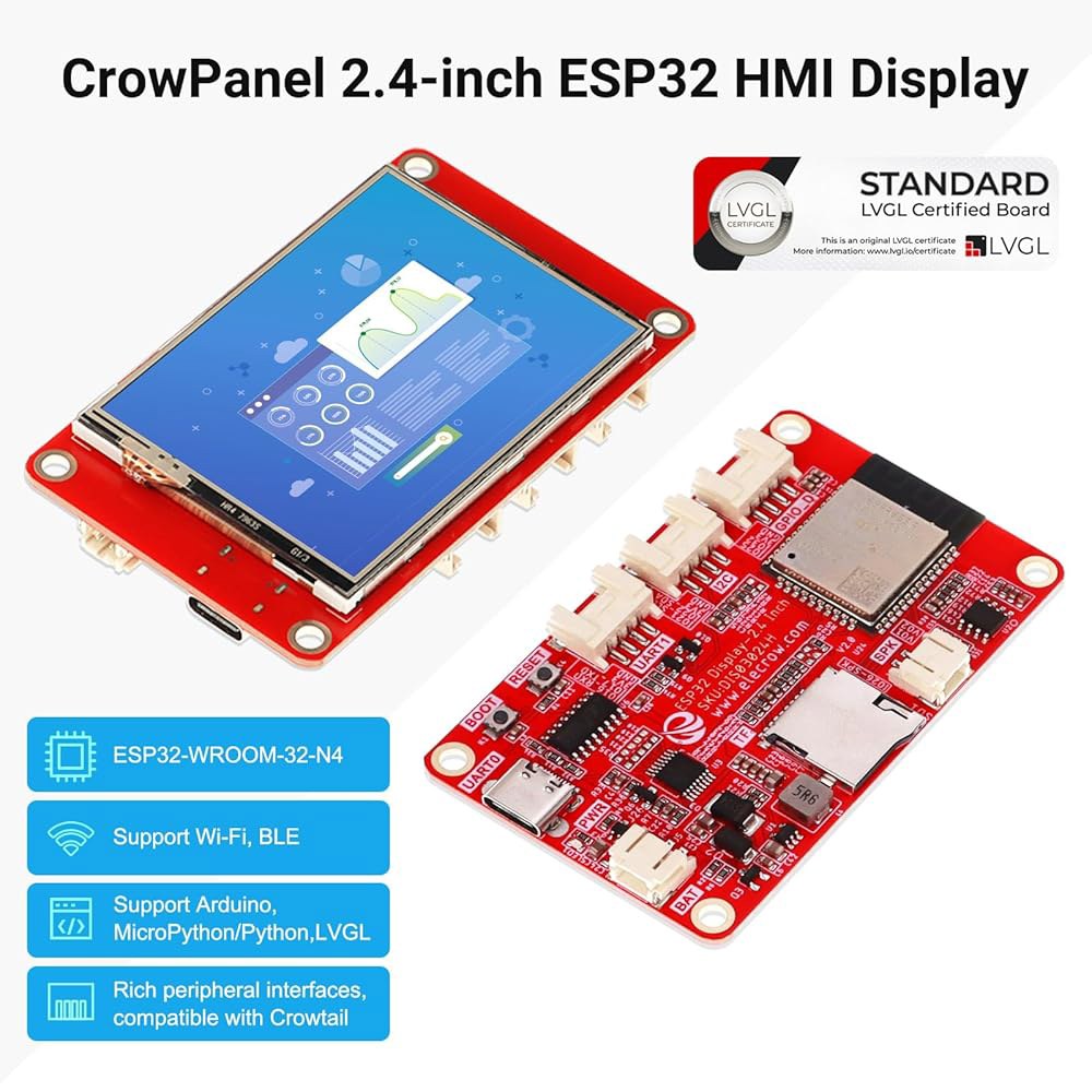 엘레크로우 ESP32 디스플레이 320 240, 아크릴 케이스 포함 2.4인치 HMI 터치스크린 SPI TFT LCD 터치스크린, 32비트 LX6 듀얼 코어 프로세서, 최대 240 - 상세 이미지 2
