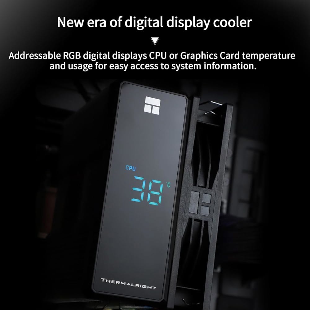 써멀라이트 어쌔신 X 120R 디지털 블랙 CPU 쿨러, 스크린 상단 커버 에어 컴퓨터 히트싱크 냉각, 2000RPM 속도, AM4 / AM5 지원, 인텔 LGA1851 1700 - 상세 이미지 2
