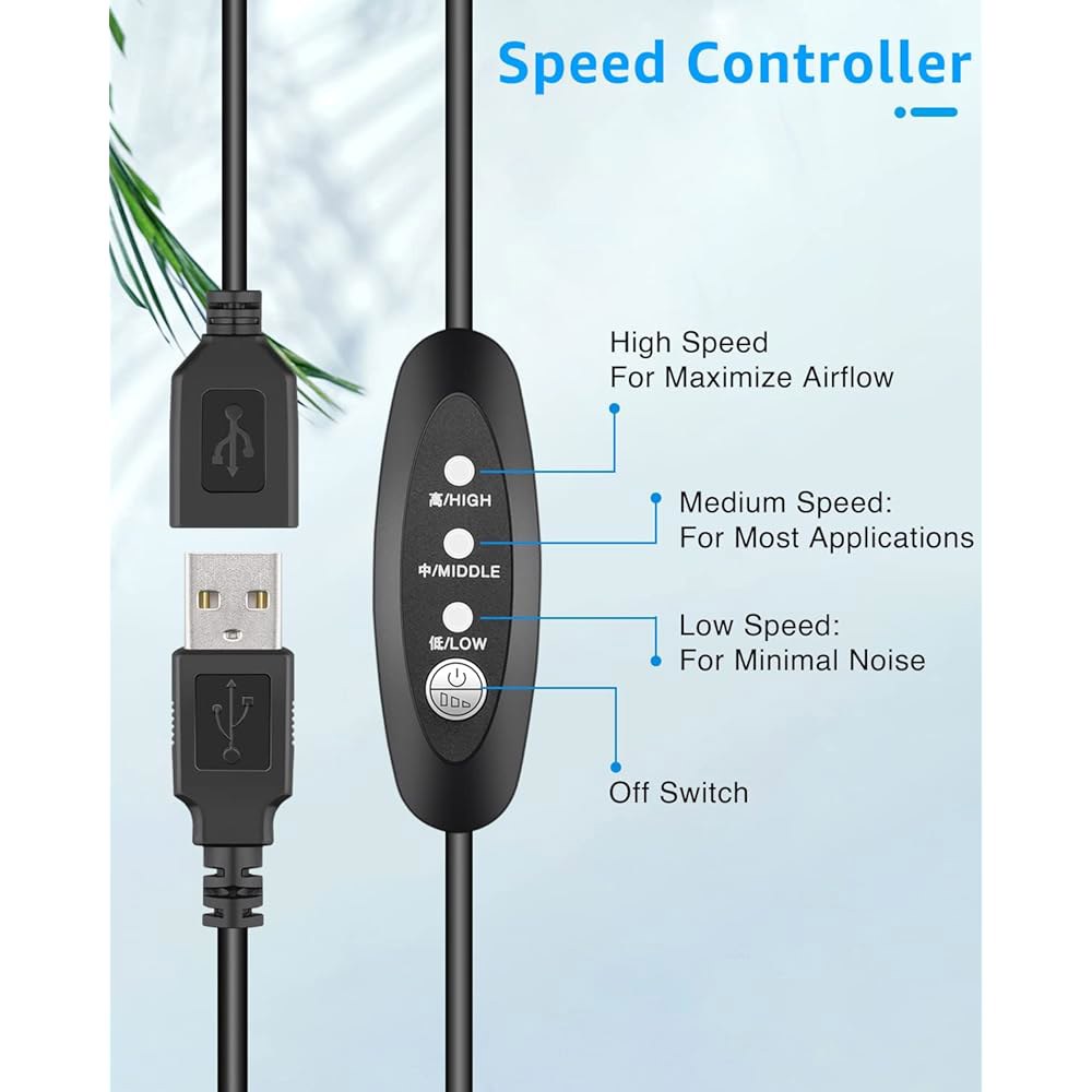 GDSTIME 조용한 라우터 팬 쿨러, 3단 속도 제어, L /M /H, DC 5V USB 전원 듀얼 120mm 컴퓨터 냉각 케이스 팬, 모뎀 수신기 DVR 플레이스테이션 TV - 상세 이미지 3
