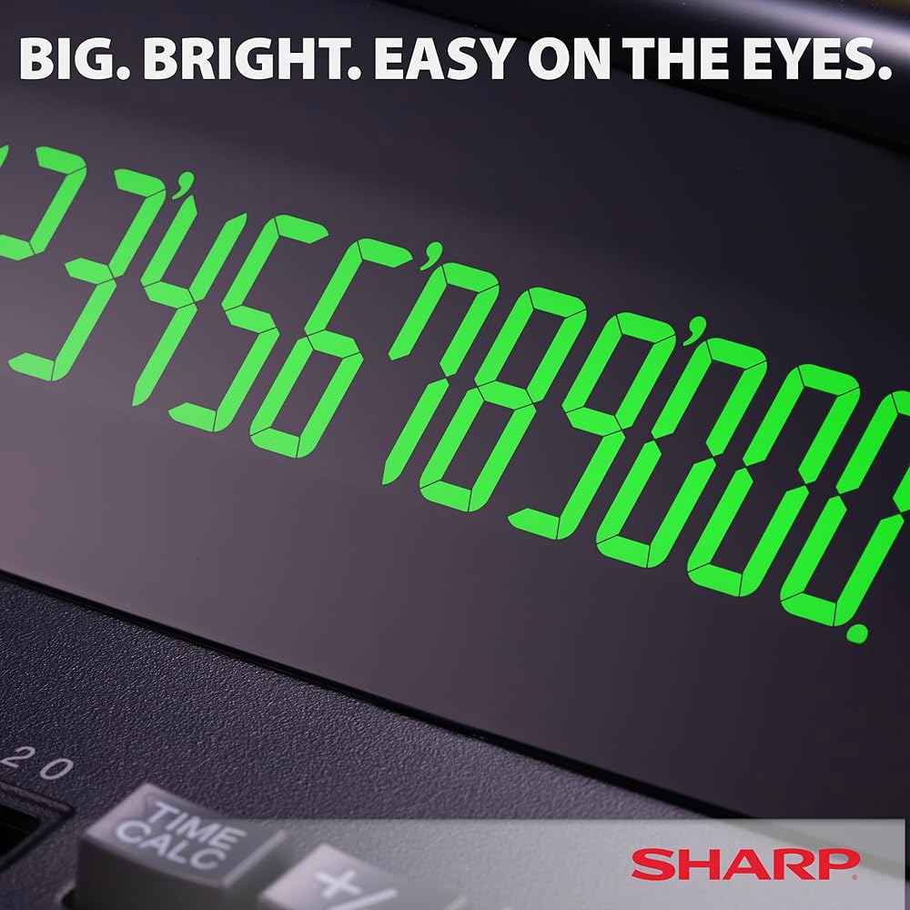 Sharp 12자리 프린트 계산기 데스크탑 모두에서 쉬운 읽기 인쇄 2가지 사무실에 큰 사용 사이즈 밝고 (EL2196BL) 추가 테이프 숫자 적합, 기계, 색상 디스플레이와 일상 - 상세 이미지 3