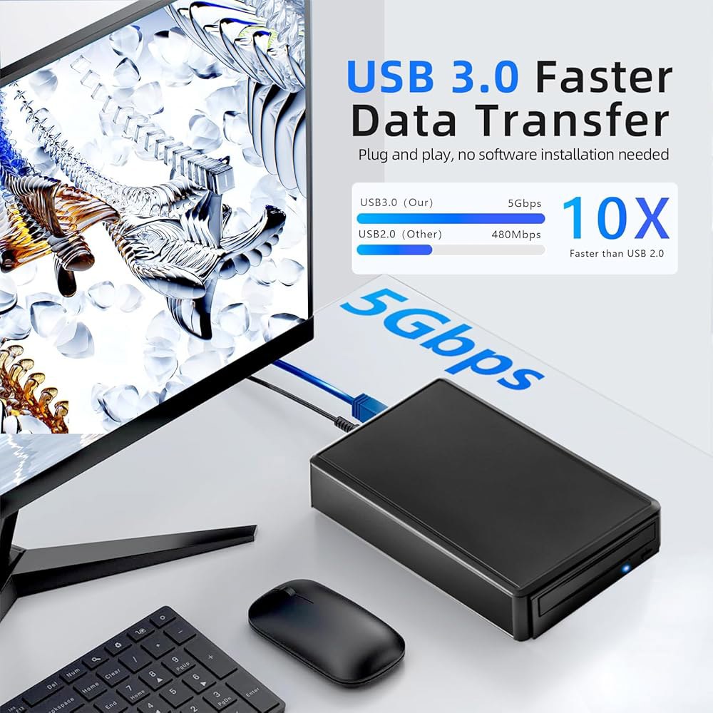 USB 3.0에서 5.25인치 /3.5인치 하드 드라이브 인클로저, SATA 알루미늄 인클로저 디자인 - CD-ROM, DVD-ROM, 콤보 및 DVD/RW (ME-535U3) - 상세 이미지 3