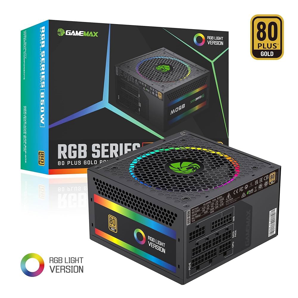 GAMEMAX 850W 전원 공급, 완전 모듈식, 80 플러스 골드, 마더보드와 ARGB 동기화, RGB-850 Pro RGB850-PRO - 상세 이미지 2