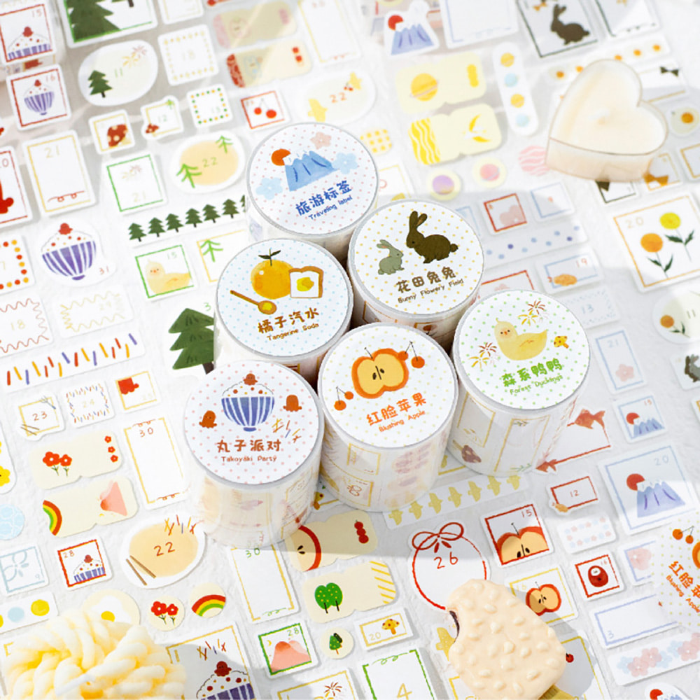 [세트구매 6종] 하루 기록 일력 캘린더꾸미기 데일리 마스킹테이프 이미지 2