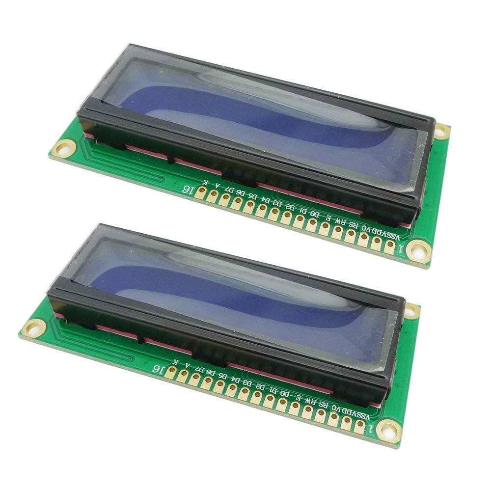 Ferwooh 2PCS DC 5V 1602 LCD 디스플레이 모듈 16 2 문자 화면 LCM 블루 블랙라이트 HD44780 컨트롤러 - 상품 이미지
