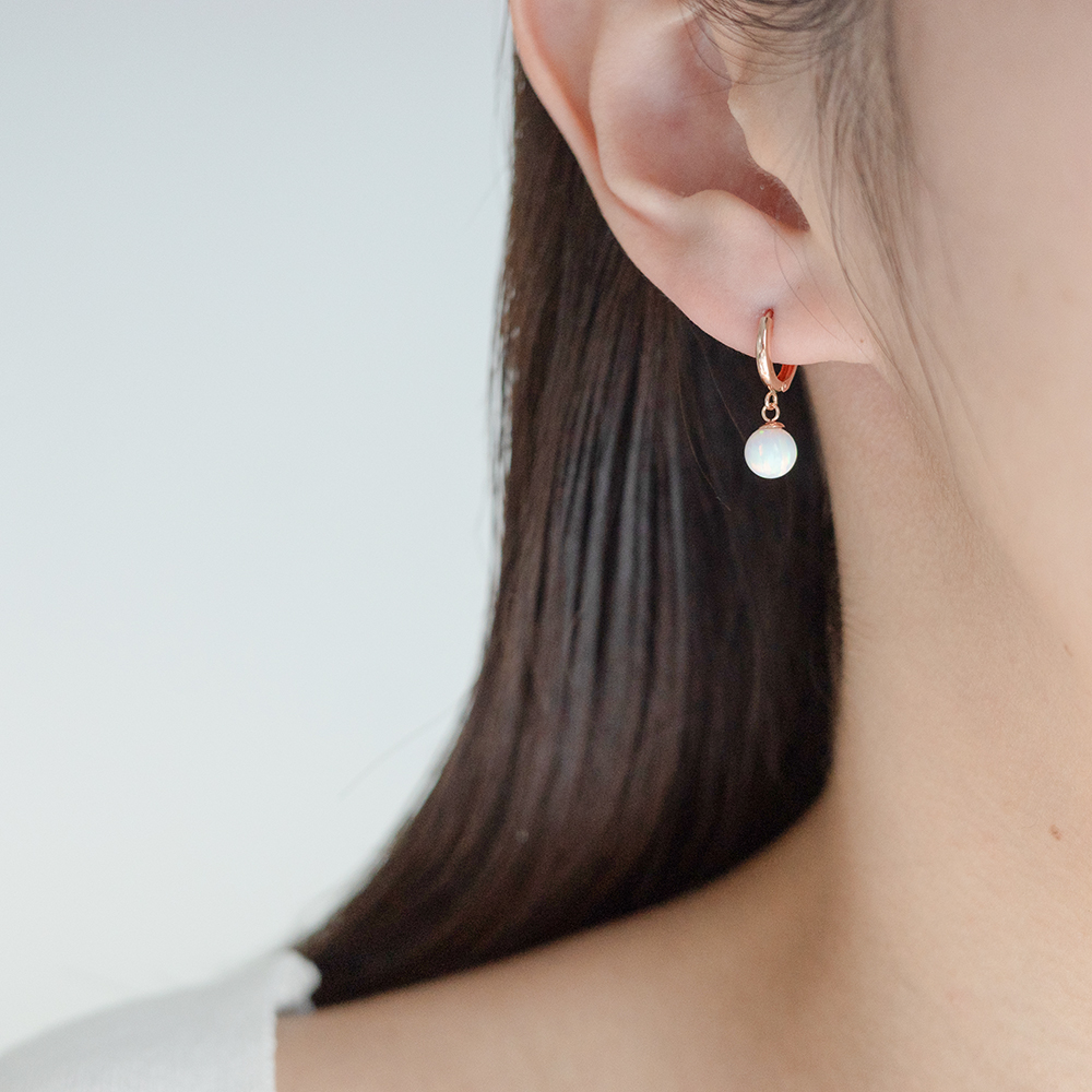 14k 6mm 합성오팔 원터치 귀걸이 OPPE0194 이미지 7