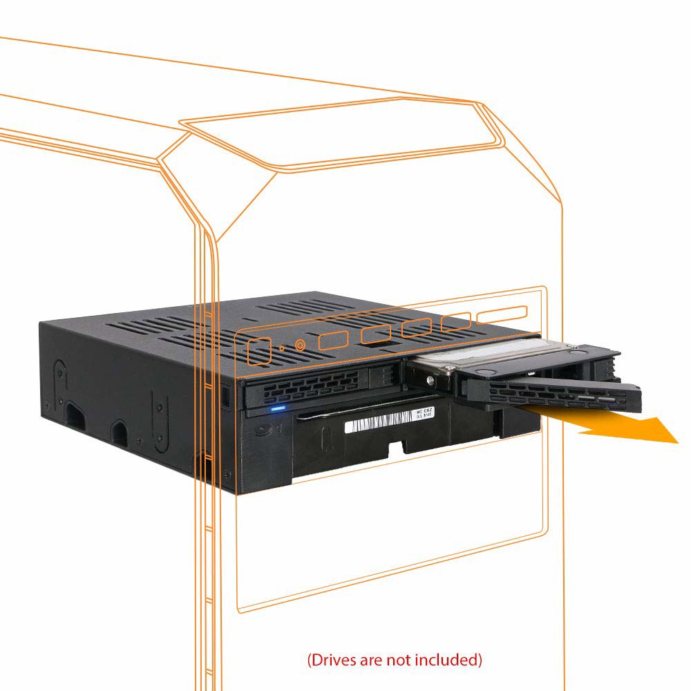 ICY DOK 2 Bay 2.5 SAS /SATA HDD / SSD 모바일 랙 + 3.5인치 외장 5.25인치 베이 슬롯 | ExpressCage MB322SP-B - 상품 이미지