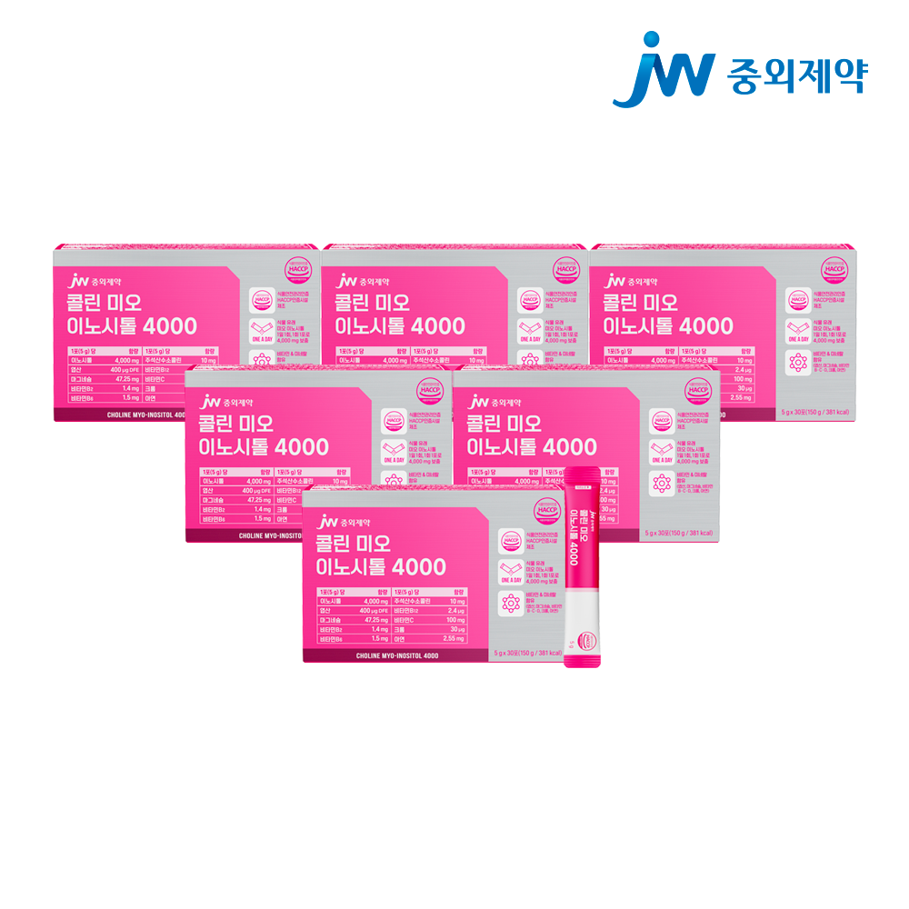 JW중외제약 콜린 미오 이노시톨 4000 고함량 식물유래 레몬맛 30포, 6개 제품 이미지
