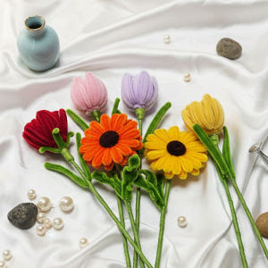 모루꽃 한송이 완제품 튤립 해바라기 뜨개꽃 조화 꽃다발 인테리어 장식 실사용 후기 | 효과 있을까? - 상품 이미지 4