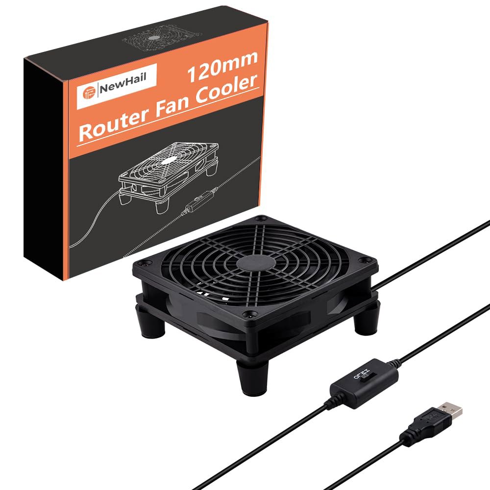뉴하일 콰이어트 120mm 라우터 팬 쿨러, L /M /H 3도 속도 컨트롤러, 모뎀 수신기 DVR 플레이스테이션 TV 박스용 DC 5V USB 전원 냉각 케이스 - 상품 이미지