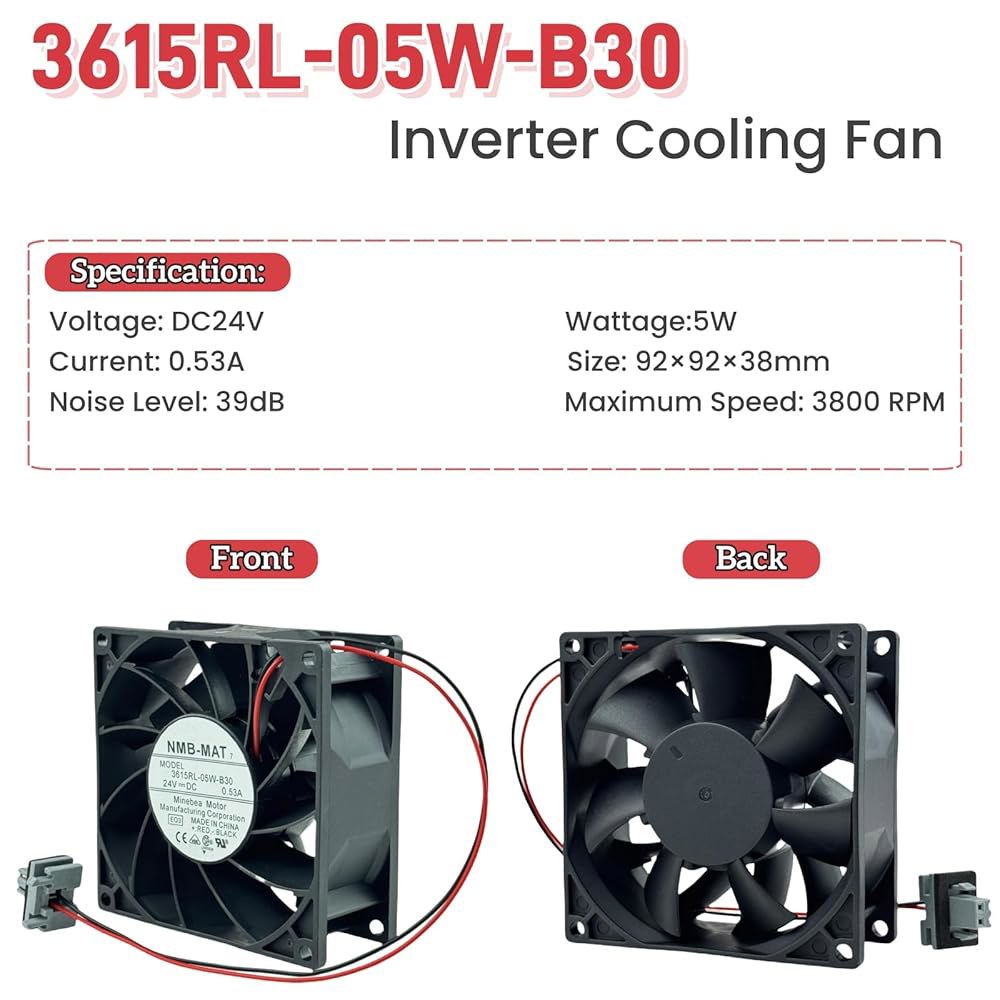 3615RL-05W-B30 인버터 냉각 팬, DC24V 0.53A 92 92 38mm - 상세 이미지 2