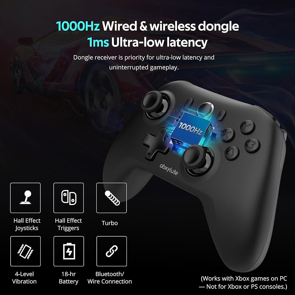C6 무선 PC 컨트롤러, 블루투스 게임 컨트롤러 - 1000Hz 폴링 속도 윈도우 PC, 닌텐도 스위치, 스위치 2, 스팀 덱, 안드로이드 TV /모바일, iOS, MAC 및 - 상세 이미지 2