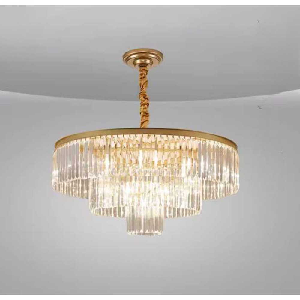 크리스탈 샹들리에 홈 식탁등 프랑스 홀 복도 앤틱 50x30cm 3단 / LED 삼색 조명 - 상품 이미지