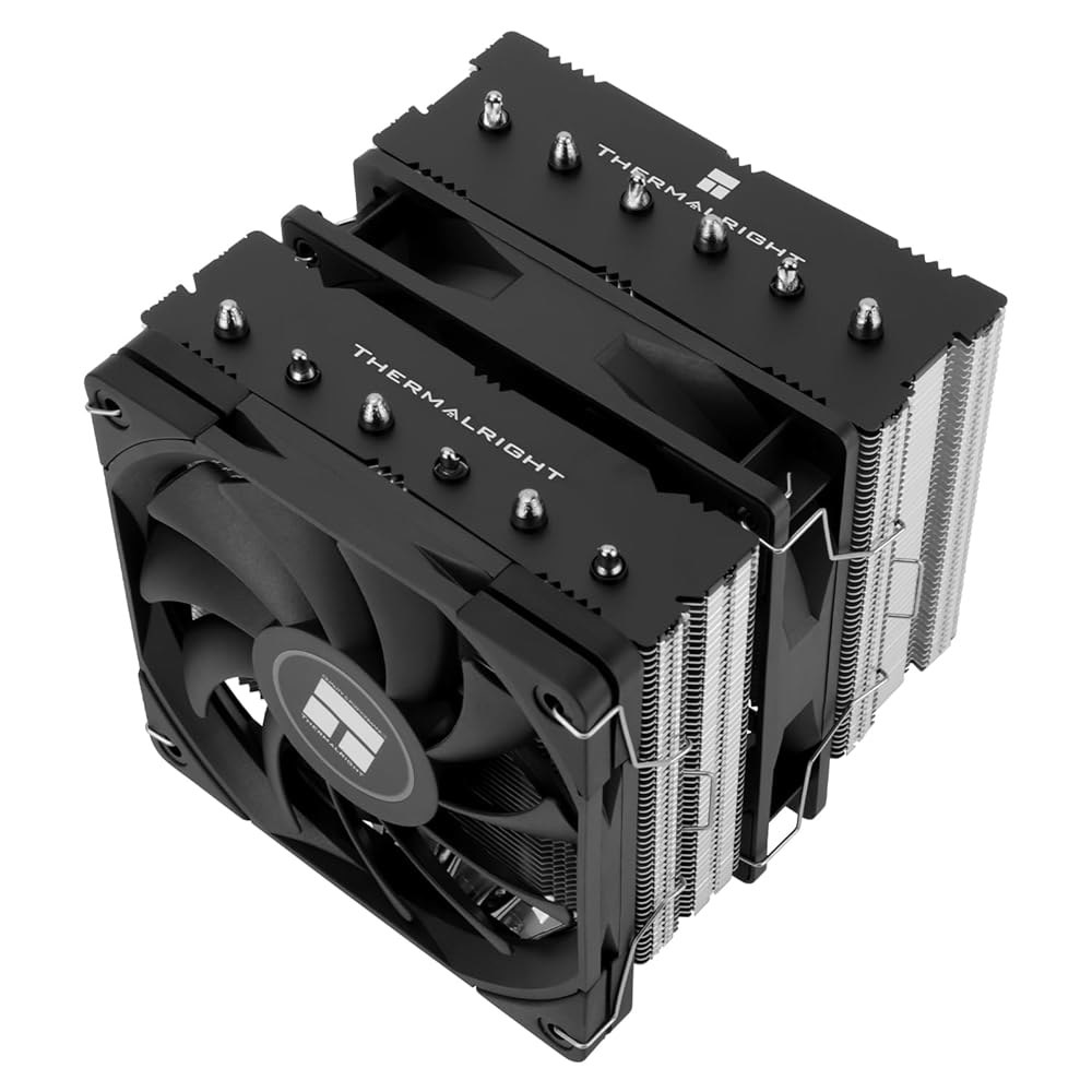 Thermalright Royal Knight 120 SE CPU 쿨러, 단 155mm 높이, 듀얼 타워 PWM 팬 TL-C12B V2 및 TL-C12015B, 히트 파이프 6개, - 상품 이미지