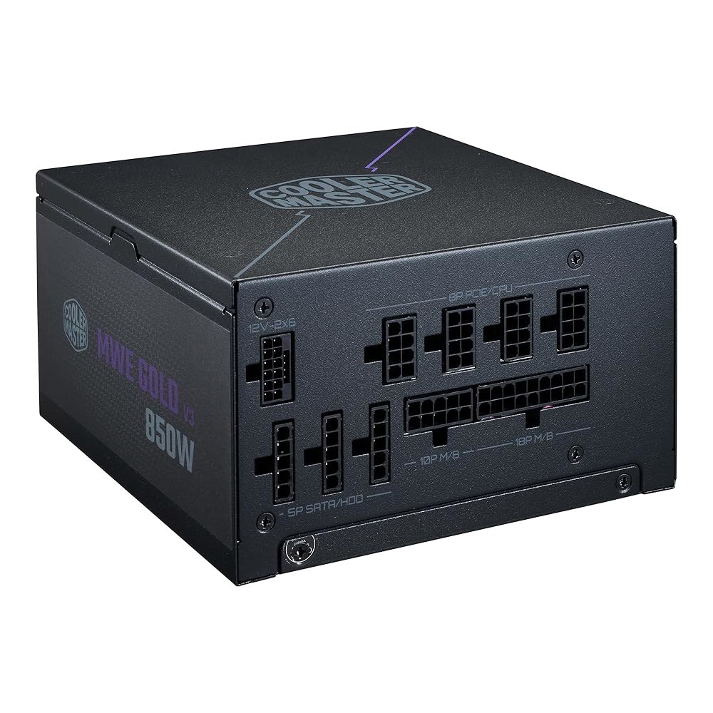 쿨러 마스터 MWE 골드 850 V3 풀 모듈러 PSU, 850W, 80+ 골드, ATX 3.1 | 90 PCIe 5.1, 설계된 레디 엔비디아 RTX 5080 AMD RX 907 - 상품 이미지