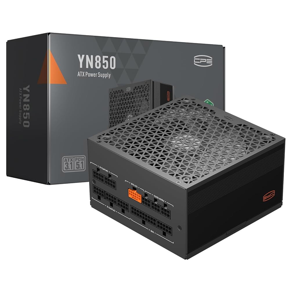 PCCOOLER PSU CPS YN850 전원 공급 장치, 80 플러스 골드 인증 풀 모듈러 PCIe 5.1 및 ATX 3.1, 와이드 호환성, 135mm FDB 팬, 재팬 전해 - 상품 이미지