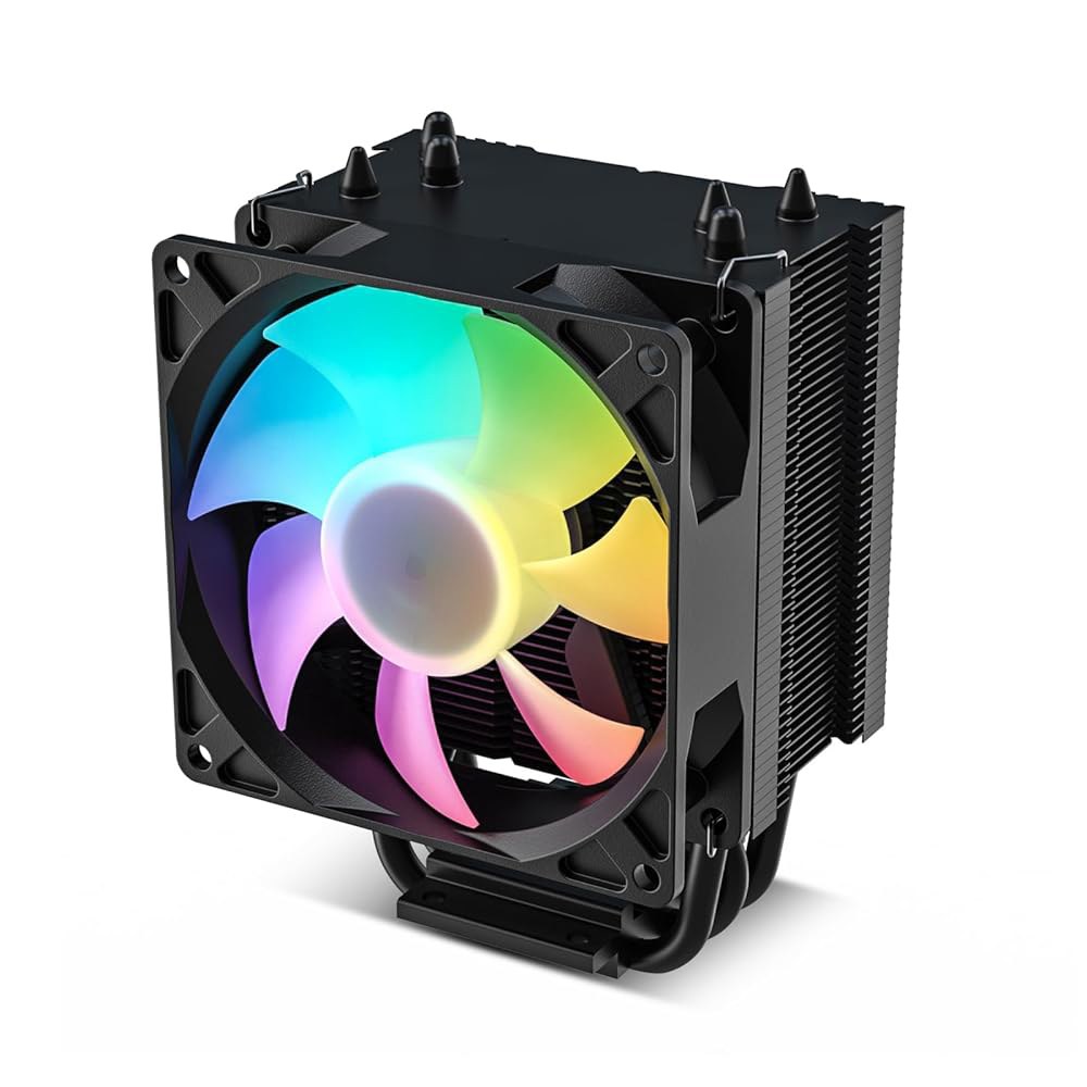 베트루 V3 CPU 에어쿨러, ARGB 조명 및 PWM 스마트 컨트롤 - 높이 133mm 92mm 팬, 직접 히트 파이프, 알루미늄 핀, AMD AM4 / AM5 인텔 LGA185 - 상품 이미지