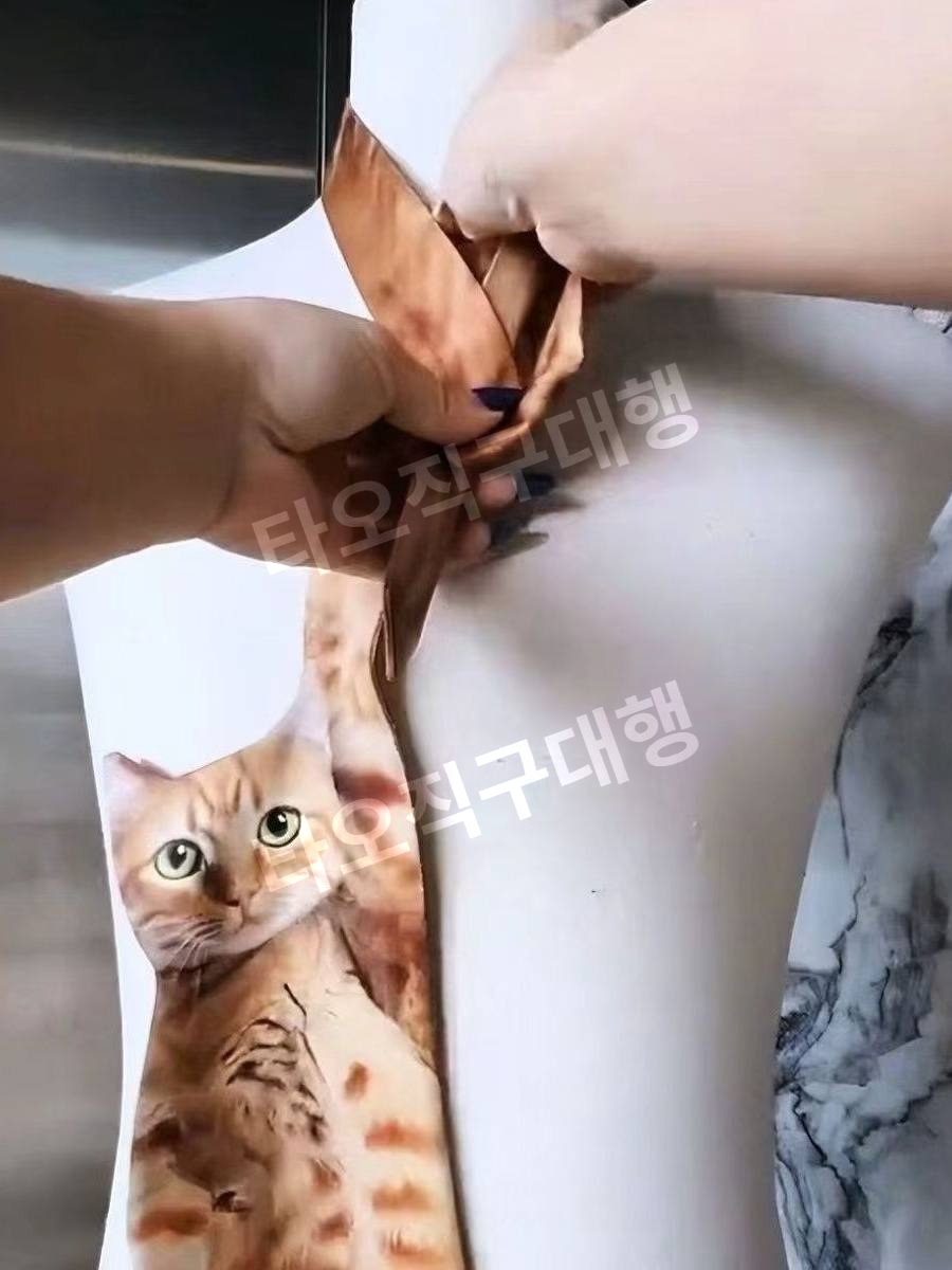 고양이넥타이 동물 선물 포인트 패션 디자인 웃긴 캐릭터 특이한 - 상세 이미지 5