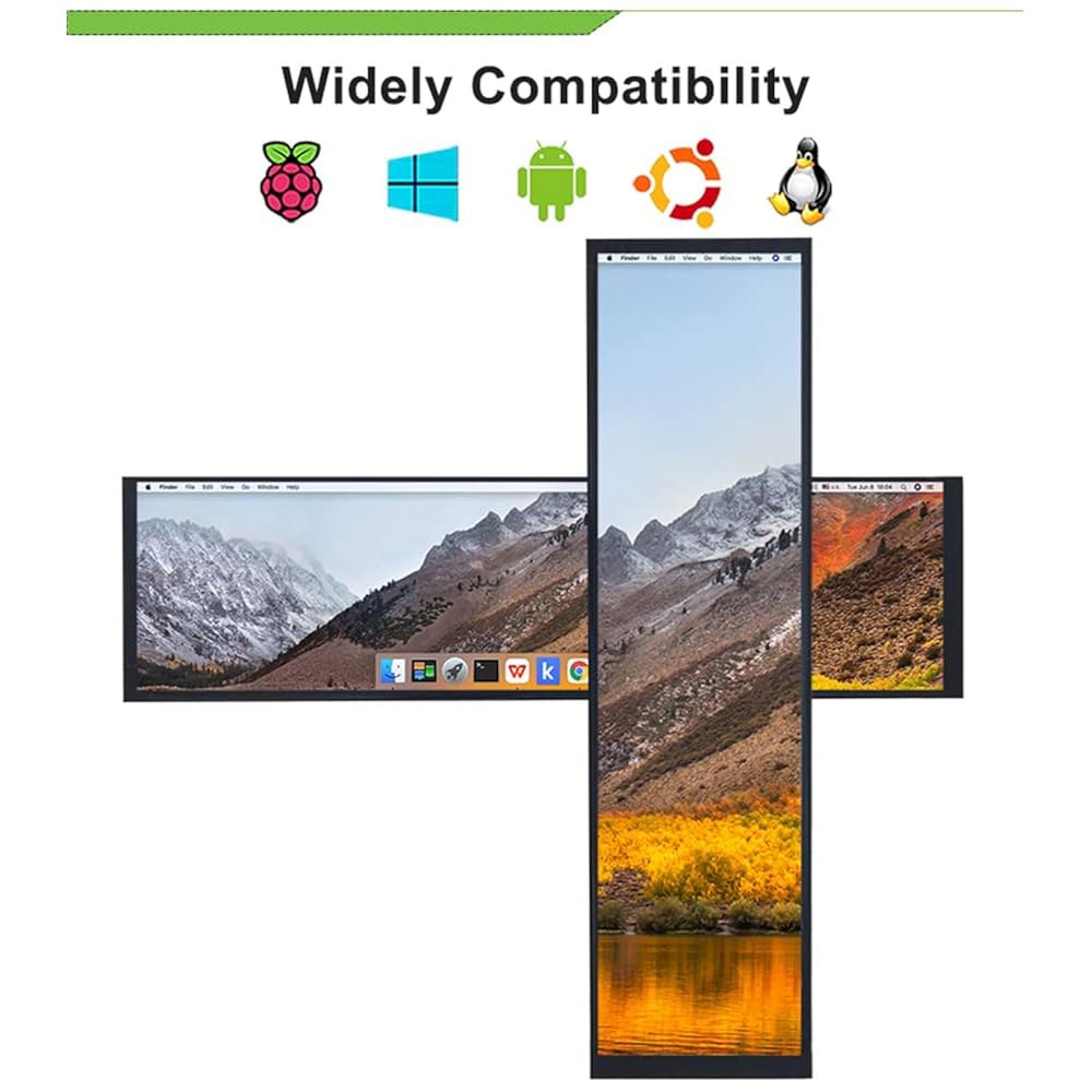 EDIY 7.9인치 IPS 화면, Aida64 1280x400 라즈베리 파이 PC CPU 서브 모니터 GPU 랙 차량 장착 팬 속도 아날로그 디스플레이(드라이브 보드 포함) - 상세 이미지 3