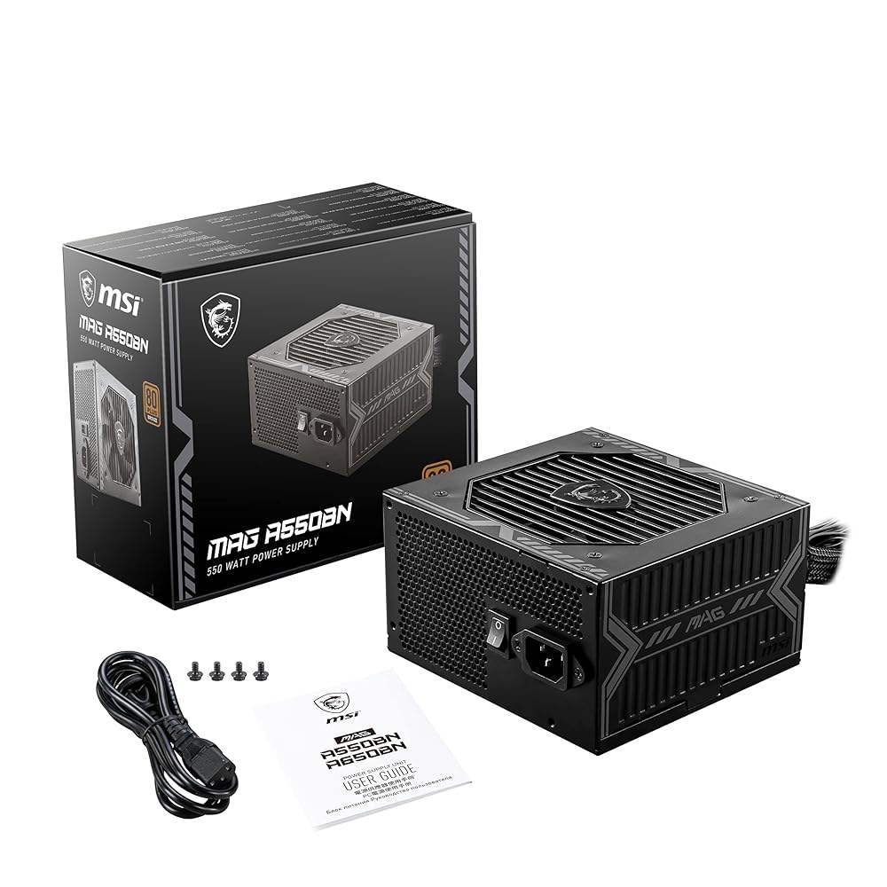 MSI MAG A5500억, 비모듈형 컴팩트 550W 전원 공급 장치, 80개 이상의 청동, 저소음 팬, 액티브 PFC 설계, 5년 보증 550W MAG A550BN - 상세 이미지 2
