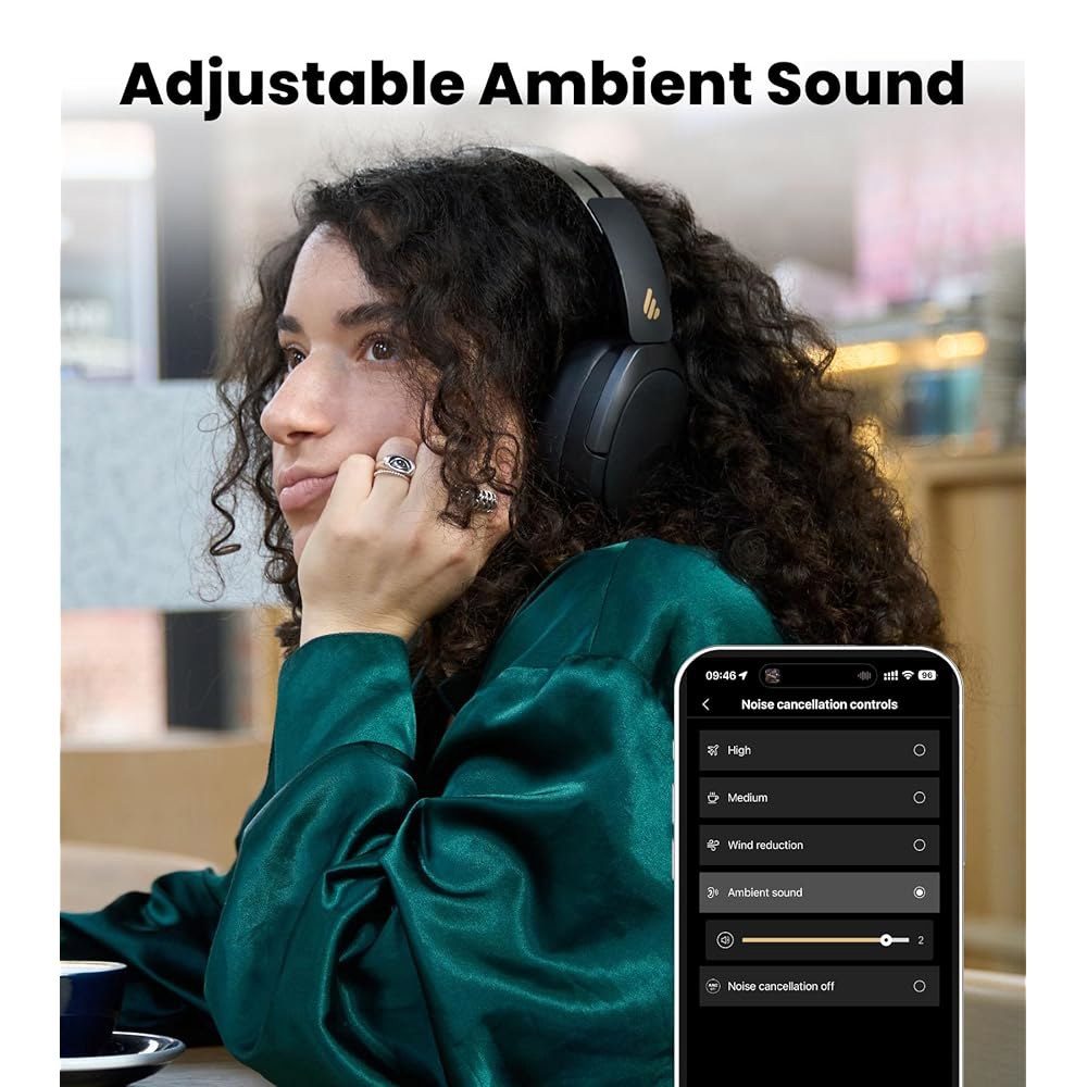 -49dB 액티브 노이즈 캔슬링 기능이 있는 Edifier W80 오버 이어 헤드폰, LDAC 고해상도 유선 및 무선, AI 클리어 콜, 고속 충전, 멀티포인트 연결, 블루투스 - 상세 이미지 3