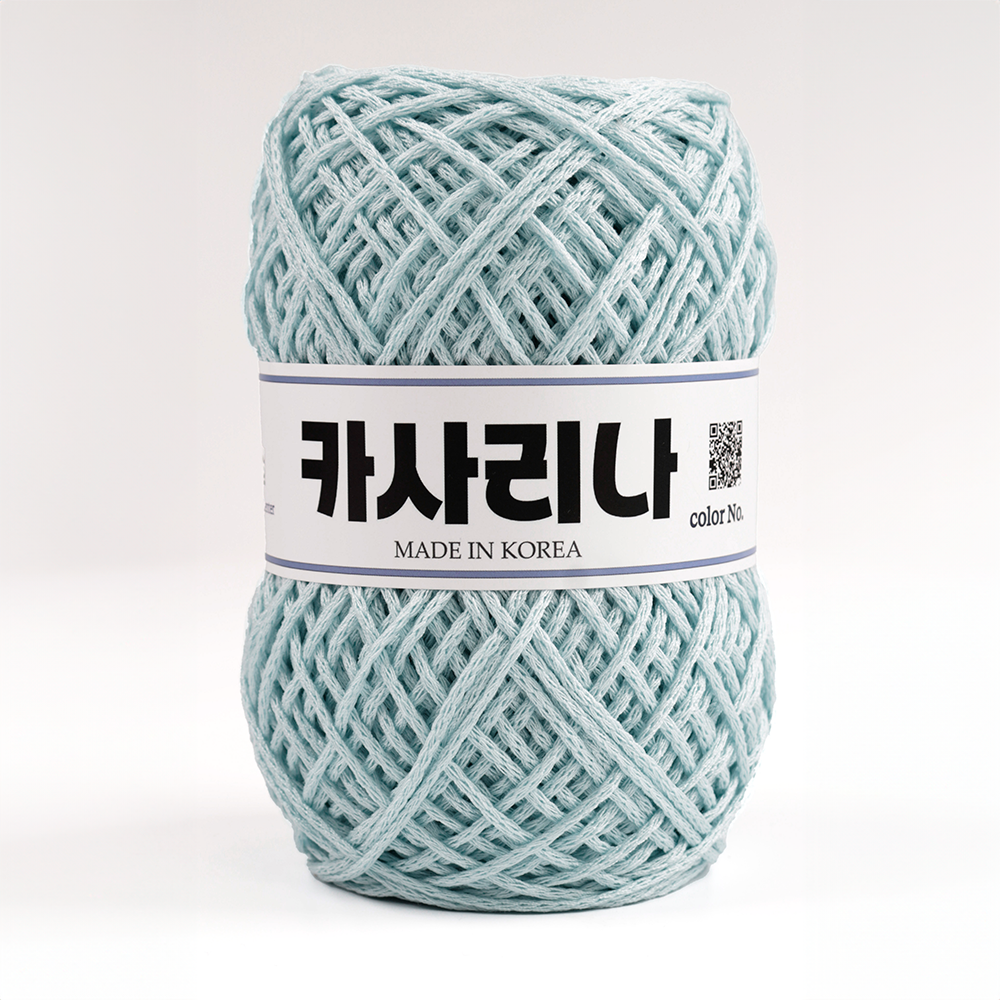 탄탄한 마크라메실 콘샵 카사리나 200g 마크라메실 코바늘가방 소품 뜨개 027 페일블루 스파클 - 상품 이미지