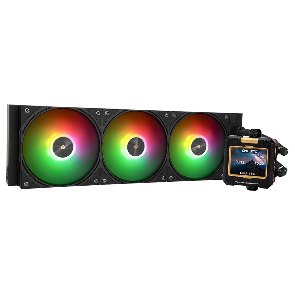 Thermalright FW360 블랙 ARGB CPU AIO 쿨러, PC 360 사양 워터 쿨러 시스템, 320x240 해상도의 IPS LCD 화면, AM5 및 인텔 LGA170 - 상품 이미지