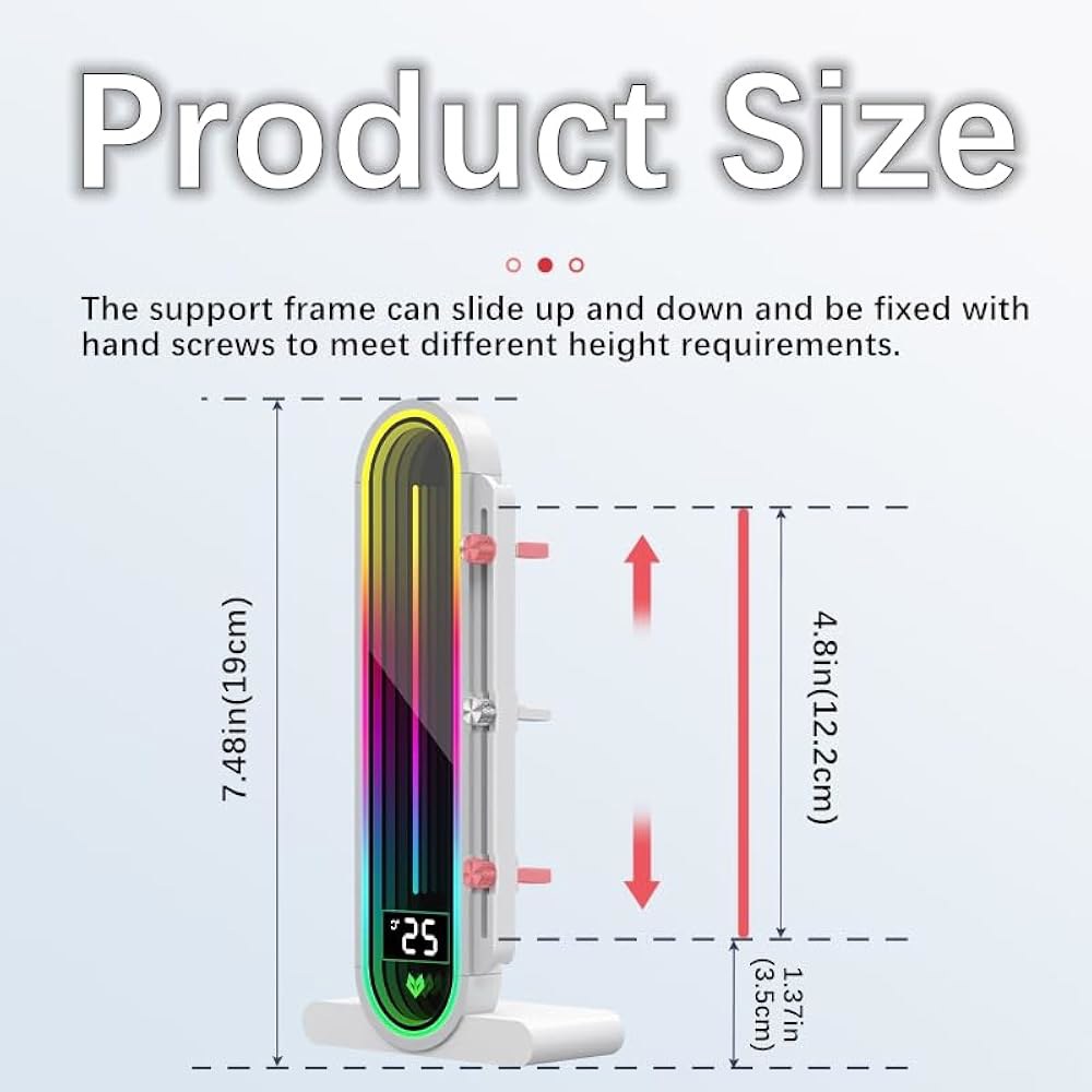 온도 디스플레이가 있는 바오트케레 높이 조절 가능한 RGB GPU 스탠드, 5V 3PIN 비디오 카드 지지대, 처짐 방지 브래킷 및 PC 그래픽 카드용 마그네틱 베이스 - 상세 이미지 2