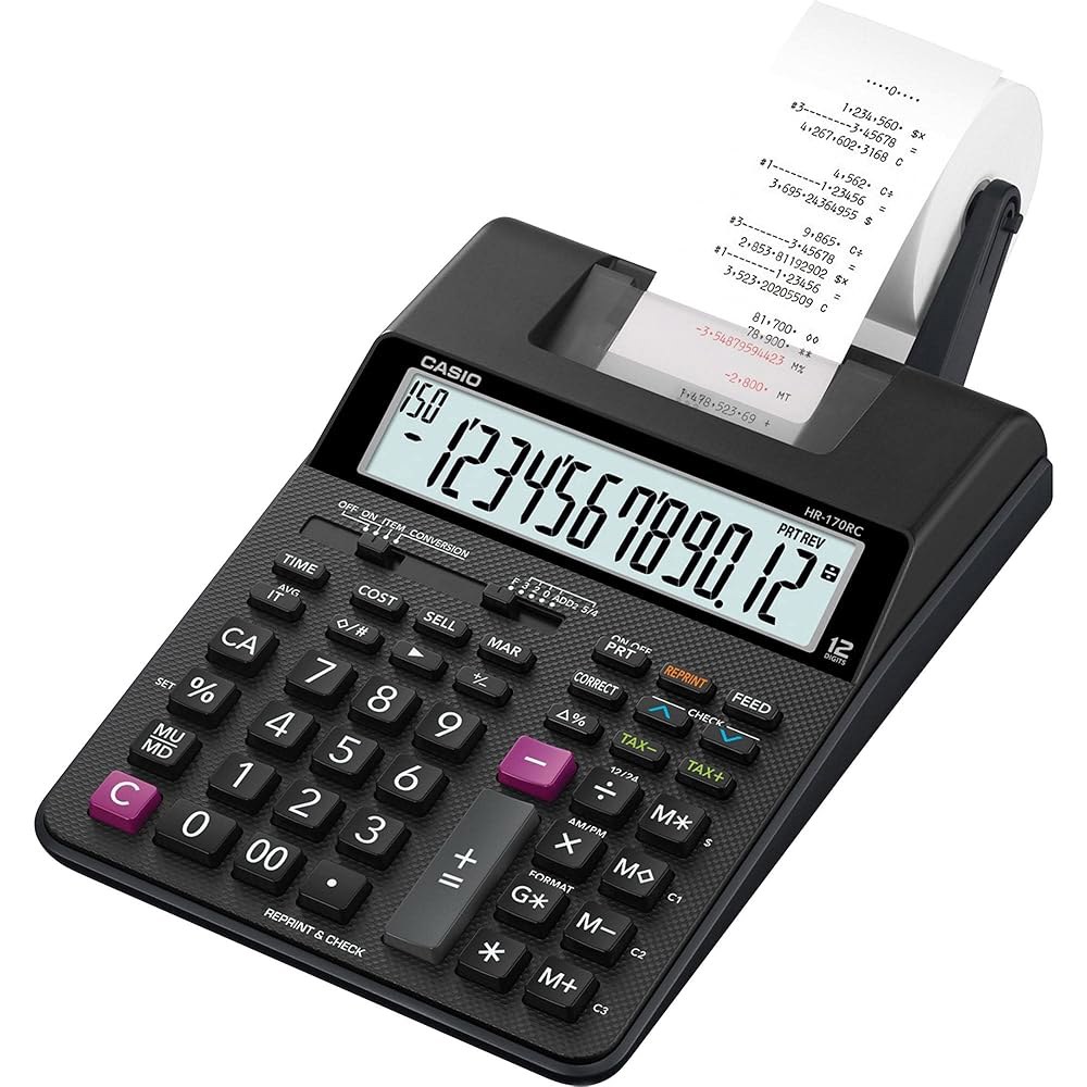 Casio HR-170RC 프린팅 계산기, 블랙, 블랙. x 6.6cm 29.5cm, 16.5cm - 상세 이미지 3