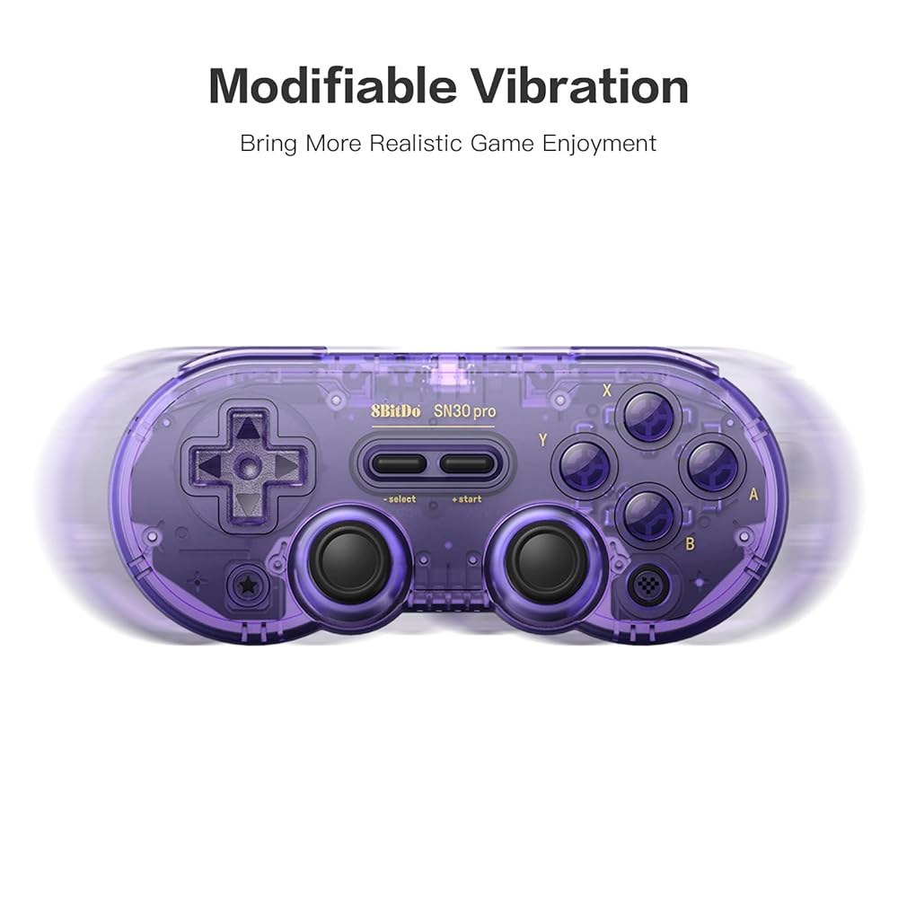 스위치 스팀 맥 PC 안드로이드 윈도우 맥OS용 8Bitdo SN30 Pro 무선 블루투스 게임 컨트롤러 게임패드 (보라색) Purple - 상세 이미지 3