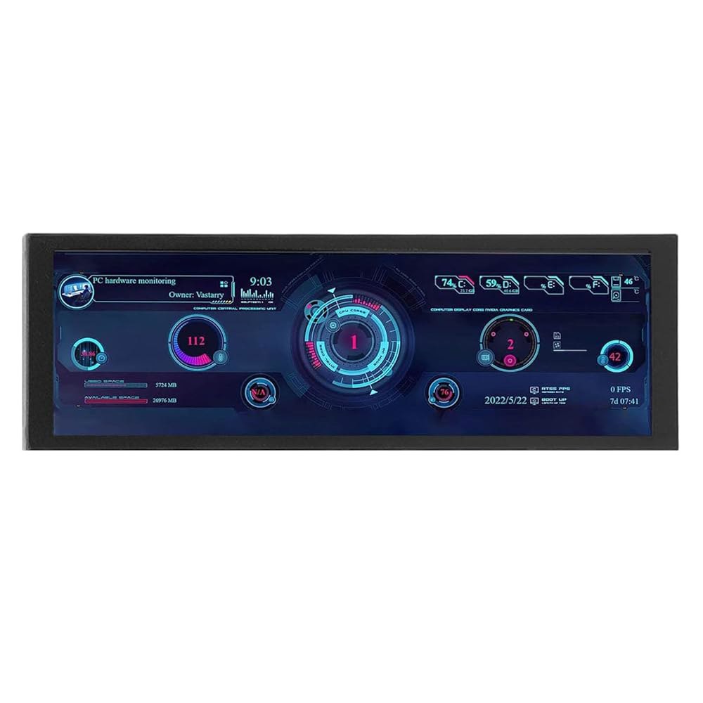 Ukrmon 7.9인치 IPS 화면 컴퓨터 온도 모니터 팬 속도 모니터링 CPU GPU SSD Aida64 1280x400 서브 보조 화면(케이스 블랙 포함) black - 상품 이미지