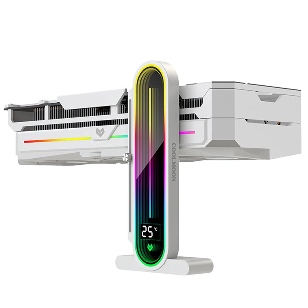 온도 디스플레이가 있는 바오트케레 높이 조절 가능한 RGB GPU 스탠드, 5V 3PIN 비디오 카드 지지대, 처짐 방지 브래킷 및 PC 그래픽 카드용 마그네틱 베이스 - 상품 이미지