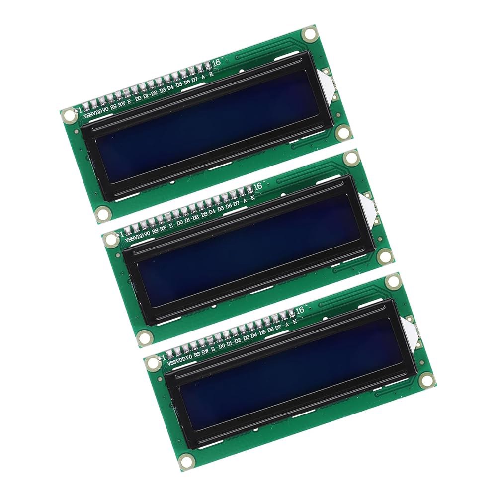 MECCANIXITY 3Pcs LCD 1602 디스플레이 모듈 5V(16핀 포함), 블루 화면 백라이트 16x2 인터페이스 어댑터 72x24mm 72x24mm Blue 3 - 상품 이미지