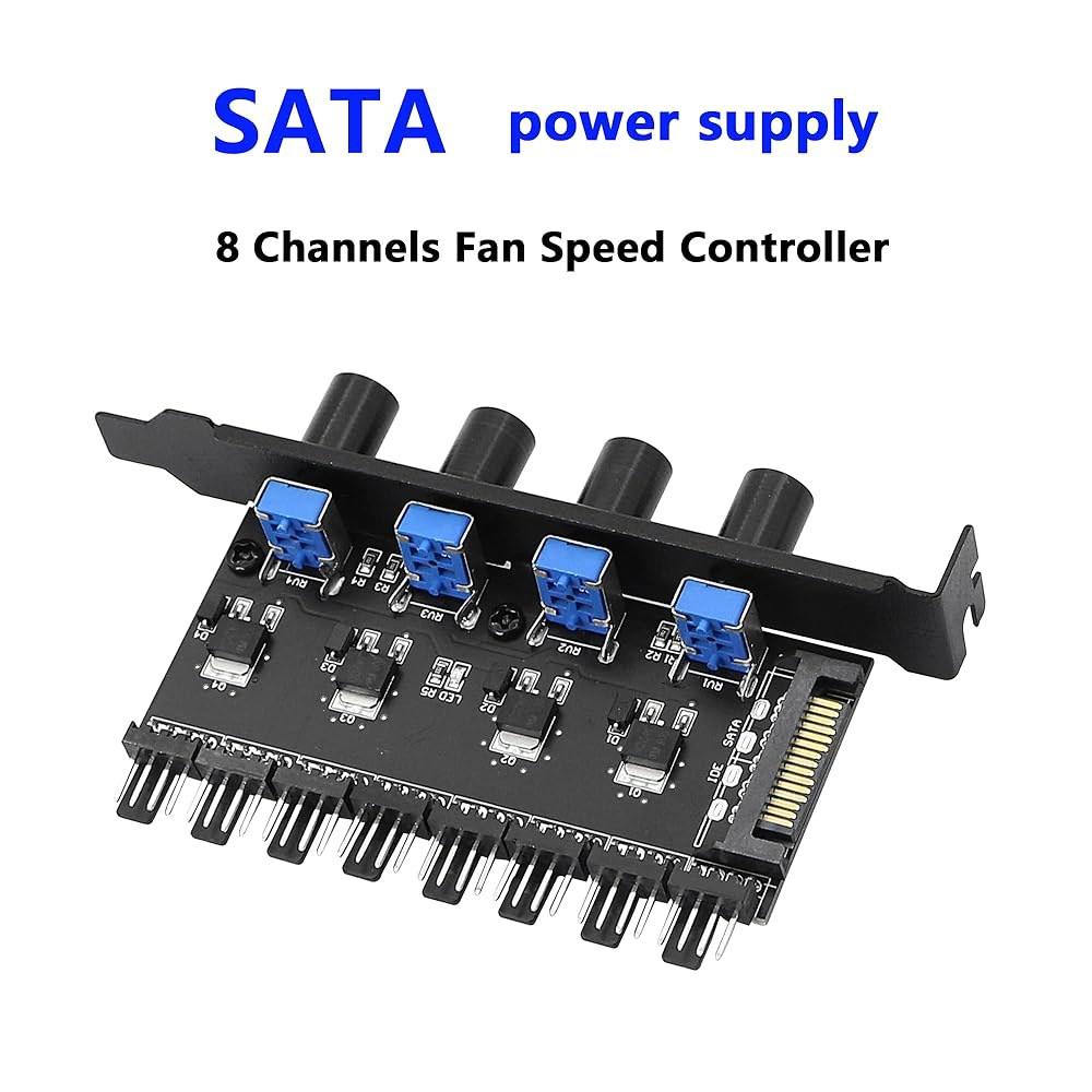 SinLoon 4 노브 냉각 팬 속도 조절기 PC 8채널 허브 CPU 케이스 HDD VGA PWM PCI 브래킷 12V 제어 - SATA 전원 공급 장치(SATA 노브) - 상세 이미지 3