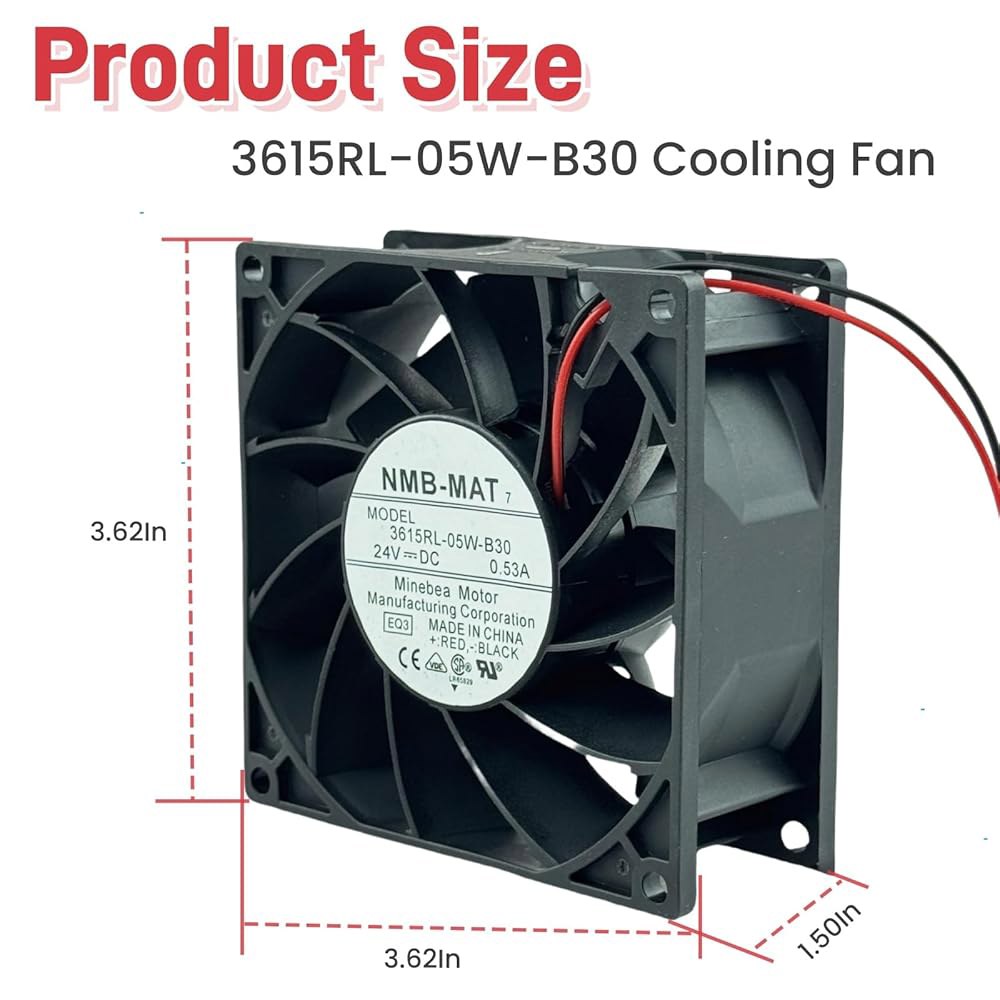 3615RL-05W-B30 인버터 냉각 팬, DC24V 0.53A 92 92 38mm - 상세 이미지 3